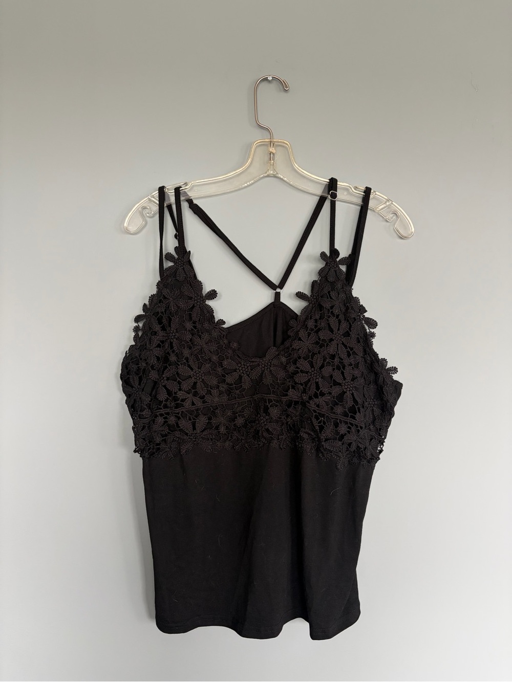 Black Floral Lace Cami Tank Top